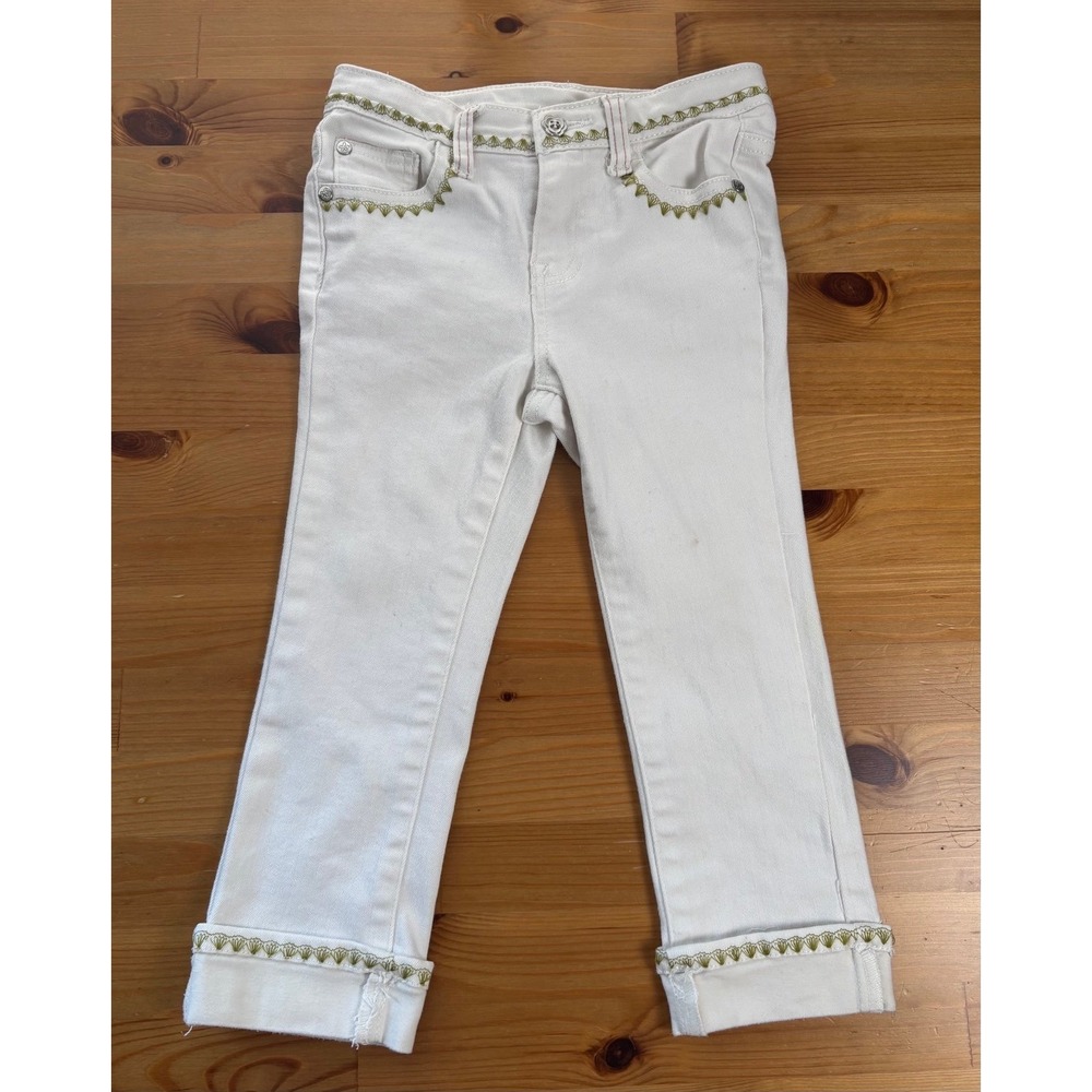 Matilda Jane Girls Enchanted Garden Logan Cropped Straight Leg White Jeans Sz 6